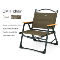 Khaki Camping Chair Portable Outdoor Chair Aluminum Alloy Wood Grain Folding Chair Camping Equipment Kermit Chair Beach Chairs