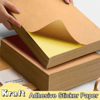 A4 Kraft/White Self-adhesive Sticker Paper 50PCS Light Dark Brown White Color Adhesive Label for Inkjet Laser Copier Printer