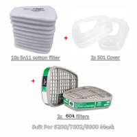 6001/6002/6004 Filtering Box 5N11 Cotton Filter Replaceable For 3M 6200/7502/6800 Gas Mask Chemical Respirator Painting Spraying
