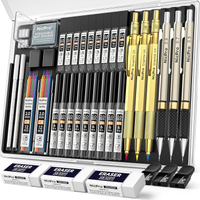 Nicpro 35PCS Art Mechanical Pencil Set 3 PCS Metal Drafting Pencil 0.5 mm & 0.7 mm & 0.9 mm & 3 PCS