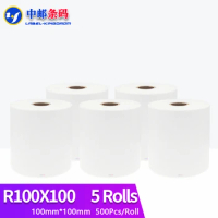 5 Rolls Zebra Compatible 100mm*100mm (4"X4" Shipping Label) 500Pcs/Roll For Thermal Printer 10cmX10cm