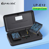 PALO LP-E12 LPE12 LP E12 Battery Charger Case, SD Card/Battery Holder for Canon M 100D Kiss X7 Rebel SL1 EOS M10 EOS M50 DSLR
