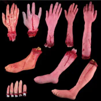 New Broken Foot Haunted House Latex Toys Lifesize Bloody Hand Horror Props Halloween Costume