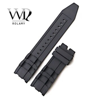 Rolamy 26mm Black Waterproof Silicone Rubber Replacement Watch Band Belt Strap For Invicta Pro Diver 6986-6991-6996-17566