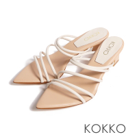 【KOKKO 集團】時尚尖頭性感細帶高跟拖鞋(白色)