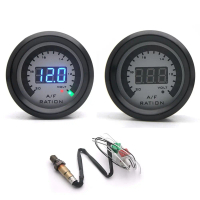 52MM White Face LED Light Fuel Ratio Gauge with O2 Sensor 0 1V for Car
