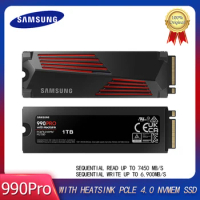 Original SAMSUNG SSD 990 PRO with HeatSink NVMe M2 SSD 2TB PCIe Gen4x4 1TB Internal Solid State Drive Storage Disk For PS5/PC