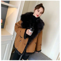 Fashion Real Raccoon Fur Coat Leather Coat Jacket Luxury Women 2022 Winter New Style fur Jackets For Women Parka