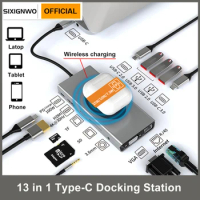 Powered USB Hub PD Wireless Charging with Multi USB 3.0 Port Slot For Macbook iPad Pro Air M2 M1 Sumsang PC Accessories USB 3.0