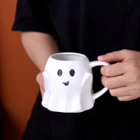 440ML Cute Ghost Water Cup Creative Ceramic Mug Afternoon Coffee Mug Breakfast Milk Mugs Drinking Water Cup Halloween Gift