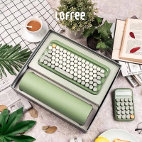 Bàn phím cơ Bluetooth Lofree chính hãng màu xanh ngọc+chuột Bluetooth (tặng đệm kê tay+tấm lót bàn p