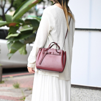LOEWE 羅威 LAZO MINI BAG 小牛皮迷你手提斜背兩用包(酒紅)