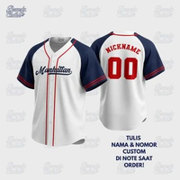 BRANDYCLOTHH - Kaos Tshirt Jersey Baseball Dewasa Baju MANHATTAN Edition Vintage | FREE Custom Nama 