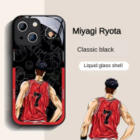 SLAM Dunk - Cangkang telefon TPU + kaca terbaja, kalis kejutan, Anti haus dan anti cap jari, licin, 