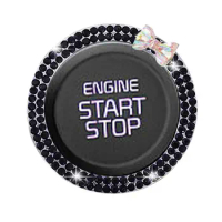 Car Push Start Button Ring Rhinestone Dotted Engine Start Stop Button Ring Push Start Button Ignition Ring Car Ignition Button