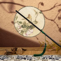 長柄腰扇古風手工扇子摺疊小巧便攜女旗袍漢服團扇舞蹈專用中國風