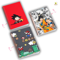 Sổ lò xo bìa cứng Mario, Songoku 100 trang khổ giấy A5 dày, Vở lò xo ghi chú nhiều hình