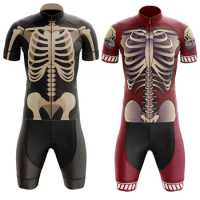 Retro Skeleton 2024 Cycling Jersey Set Men Popular Skull Cycling Red Clothing Road Bike Shirts Suit Bicycle bib Shorts MTB Ropa