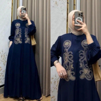 (SIAP KIRIM) Gamis Karina Bordir Twill Premium / Gamis Karina Twill Terbaru / Gamis Rayon Busui / Ga