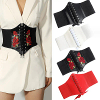 Korset Wanita Korset Gothic Fesyen Pu Kulit Renda Perempuan-Up Korset Belt Slimming jaling Vintage K
