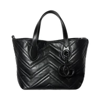 Gucci GG Marmont Small Supple Leather Tote Bag Black Black