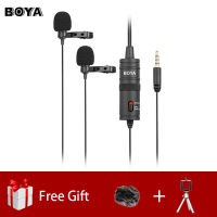 BOYA BY-M1DM Dual Omnidirectional Lavalier Microphone Clip-on Lapel Mic for Smartphones Cameras Camcorders Audio Recorder