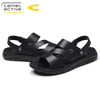 Camel Active Mens Shoes Spilt Leather Designer Sandals Summer Slipper Men Shoes Beach Breathable Buckle Gladiator Slip Sandals