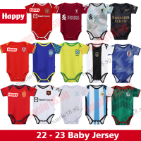 2022-2023ใหม่ล่าสุดทารกแรกเกิด Romper Jersey 22-23 Liverpool Paris Football Jersey ผ้าฝ้ายทารกแรกเกิด MU Jersey ฟุตบอลเสื้อผ้าชุด Man U เด็กฟุตบอล Jersey