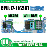 For HP ENVY 13-BA Laptop Mainboard LA-J475P M20692-601 i7-1165G7 MX450 RAM Notebook Motherboard