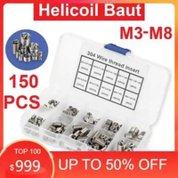 150Pcs Set M3 M4 M5 M6 M8 Recoil Helicoil BAUT KUNCI Thread Insert