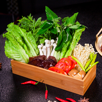 商用創意火鍋店蔬菜拼盤餐具烤肉個性長方竹木盒菌類青菜盤子專用