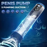 Electric Pump Pennis Erection Enlargement 5 Suction Smart Training Modes Automatic Vacuum Pump Sex Toys for Men Bigger Stronger