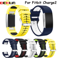 Watch band Silicone double color breathe soft wrist band for Fitbit Charge 2 sports watch strap New replacement bracelet Belt