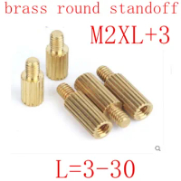 50pcs M2*L+3 L=3mm to 30mm 2mm male to female thread Brass Round Standoff Spacer M2 Brass Threaded Spacer