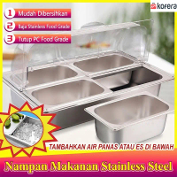 Food Pan Stainless Food Tray Wadah Sajian Penyimpanan Makanan Penutup Makanan Semi-Flp Food Pan  \t\