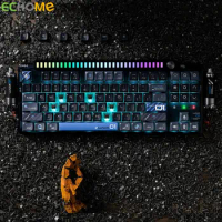 ECHOME Gaming Keyboard Black Crystal Spaceship Custom Gasket Wireless 2.4G Three-mode RGB Hotswap Mechanical Keyboard for Gift