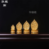 A statue of Guanyin Bodhisattva plated with gold resin with a lotus base and a high stand, a Buddhis