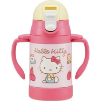 【小禮堂】HELLO KITTY 兒童學習杯 240ml 《粉草莓款》(平輸品) 凱蒂貓