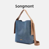 Songmont 2024 New Shoulder Bag Hanging Ear Tote Luxury Brand Designer Denim Leather Commuter Leisure Diagonal Women's Bag