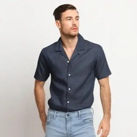 VENGOZ Kemeja Hawai Jeans Pria - Cuban Denim Shirt M