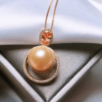 Globe Exquisite Necklace Represents Eternal Love 925 Silver Inlaid Nanyang Gold Bead Pendant 10-12mm Medium Gold Almost No Brigh