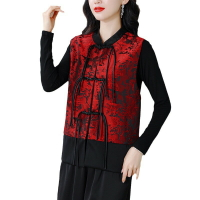 【巴黎精品】唐裝背心馬甲外套-復古刺繡提花盤扣女外套3色a1hv21