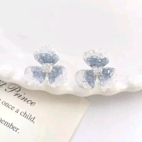 2025 Icy Blue Crystal Flower Stud Earrings – Elegant & Dainty