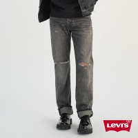 Levis 男款 501排釦直筒牛仔褲 / 精工黑灰水洗X刀割破壞