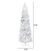 Ktaxon 6.5FT Pre-Lit Lights Pencil Pine Artificial Christmas Tree 719 Tips White