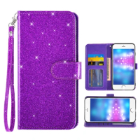 Solid Color Glitter Flip Cover Leather Wallet Phone Case For Vivo X70 Pro X60 Plus X50 Y70 Y16 Y72 Y35 V21 S16 5G V27 V20 SE Y22