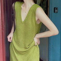 牛油果綠連衣裙女夏季2022新款氣質海邊度假法式高級設計感小眾潮