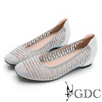 【GDC】簍空水鑽派對風幾何方頭內增包鞋-銀色(214028-98)