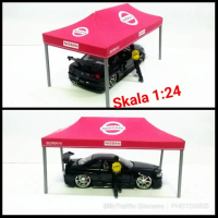 Papercraft Miniatur Tenda NISSAN skala 24 aksesoris Diorama Diecast