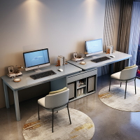 書桌 ● 實木 雙人書桌書櫃 一體 臺式電腦桌現代辦公桌 家用 寫字桌轉角學習桌